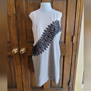 Antonio Melani Sz 12 Cream and Black Dress P2P 19.5 L 37.5